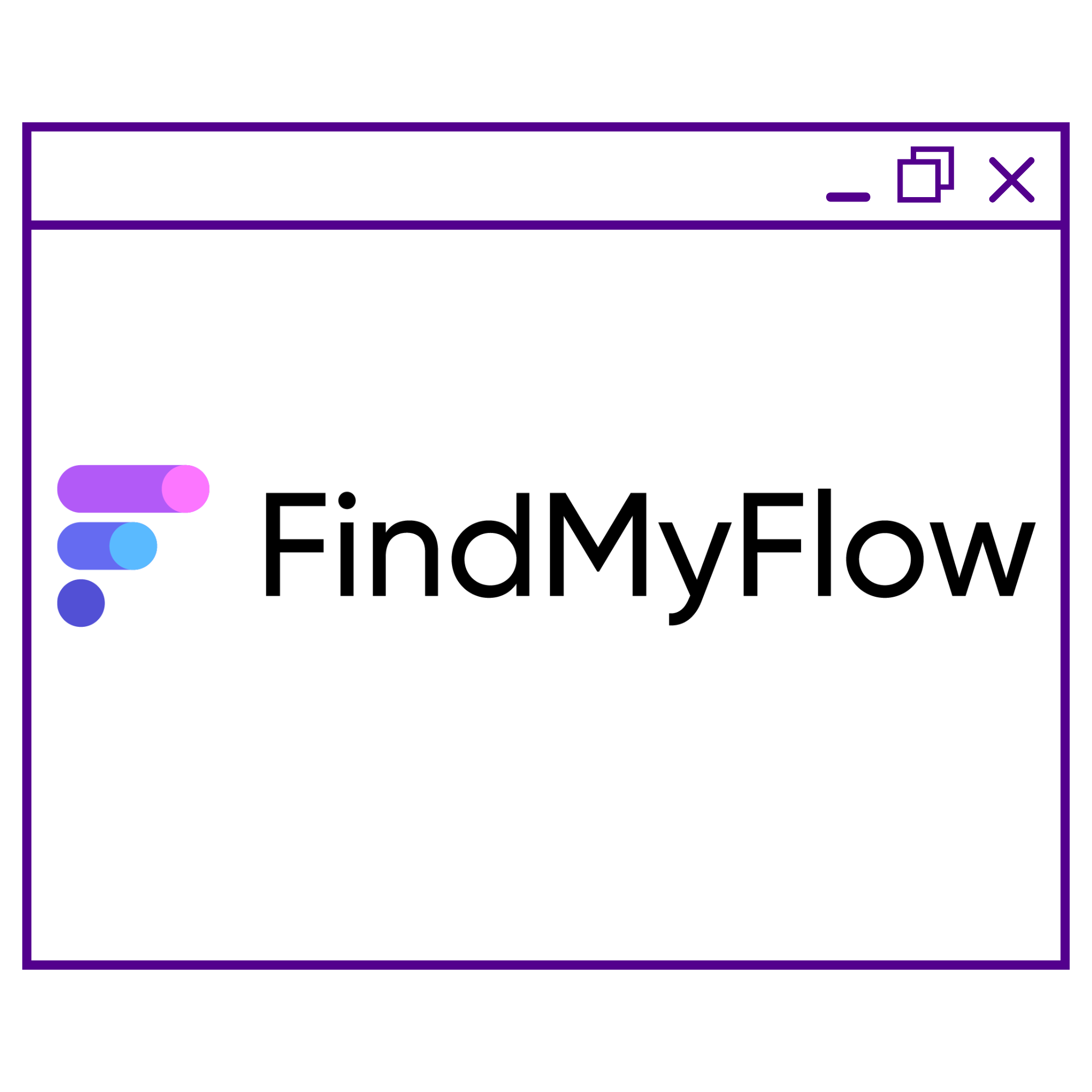 Monitor screen icon with FindMyFlow logo