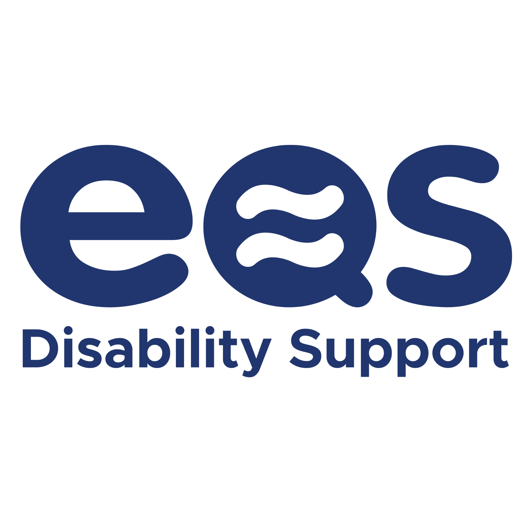 eQuality Support logo - large letters in blue reading eqs with the words Disability Support written below.