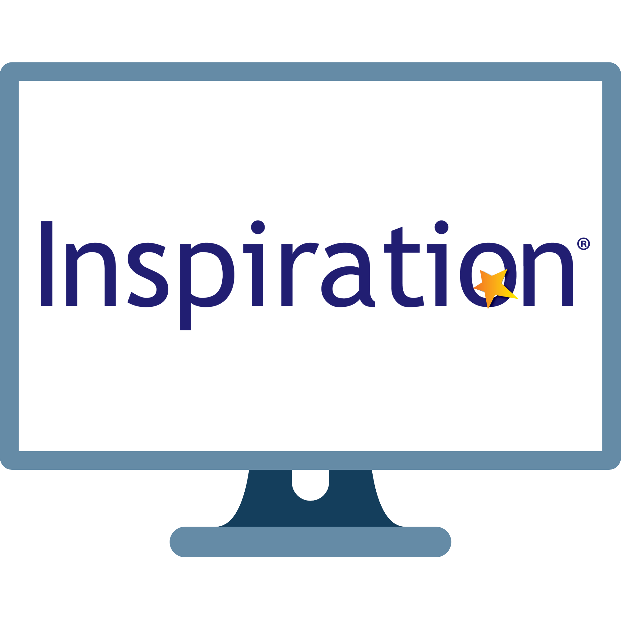 Monitor screen graphic with Inspiration logo on screen
