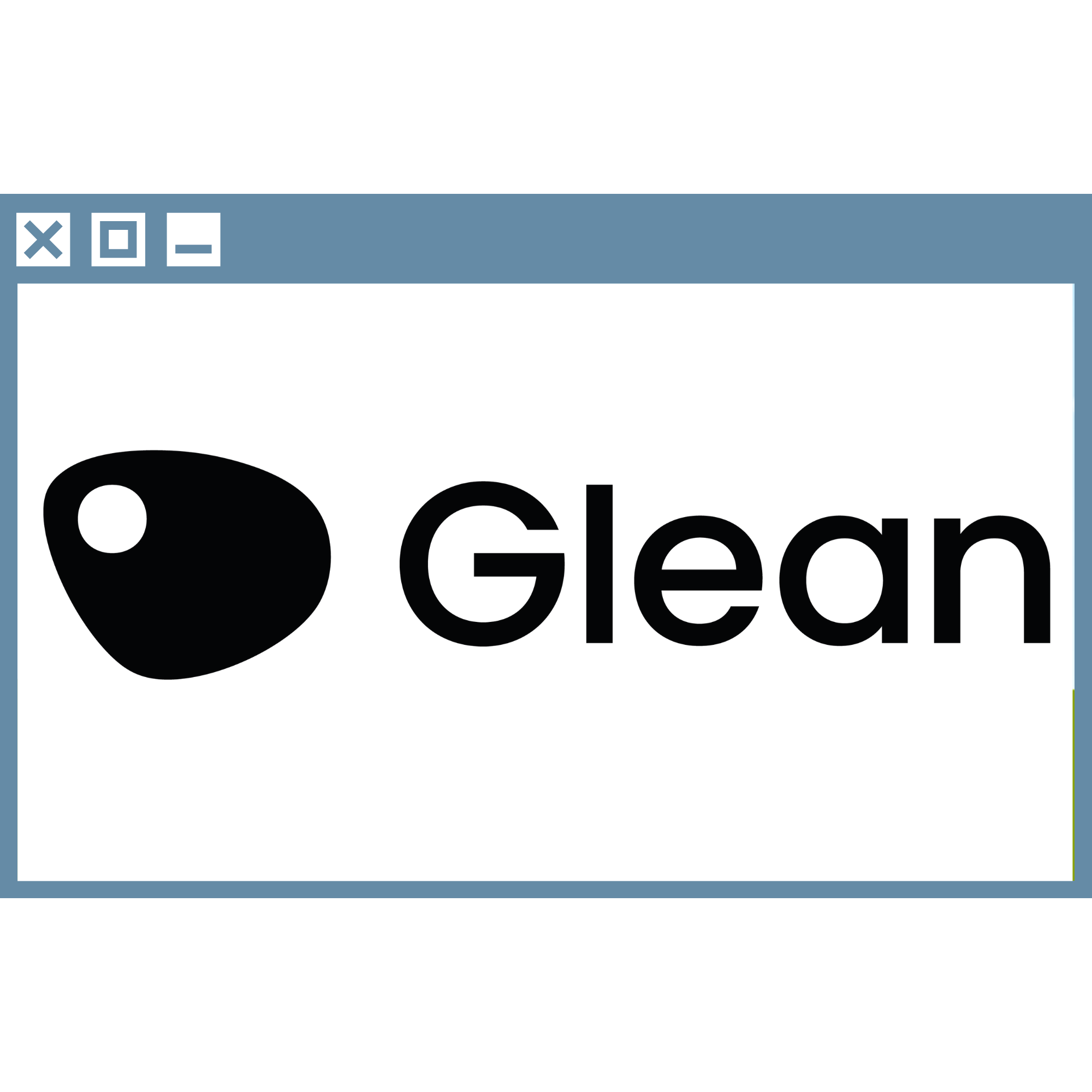 Glean logo on a desktop window