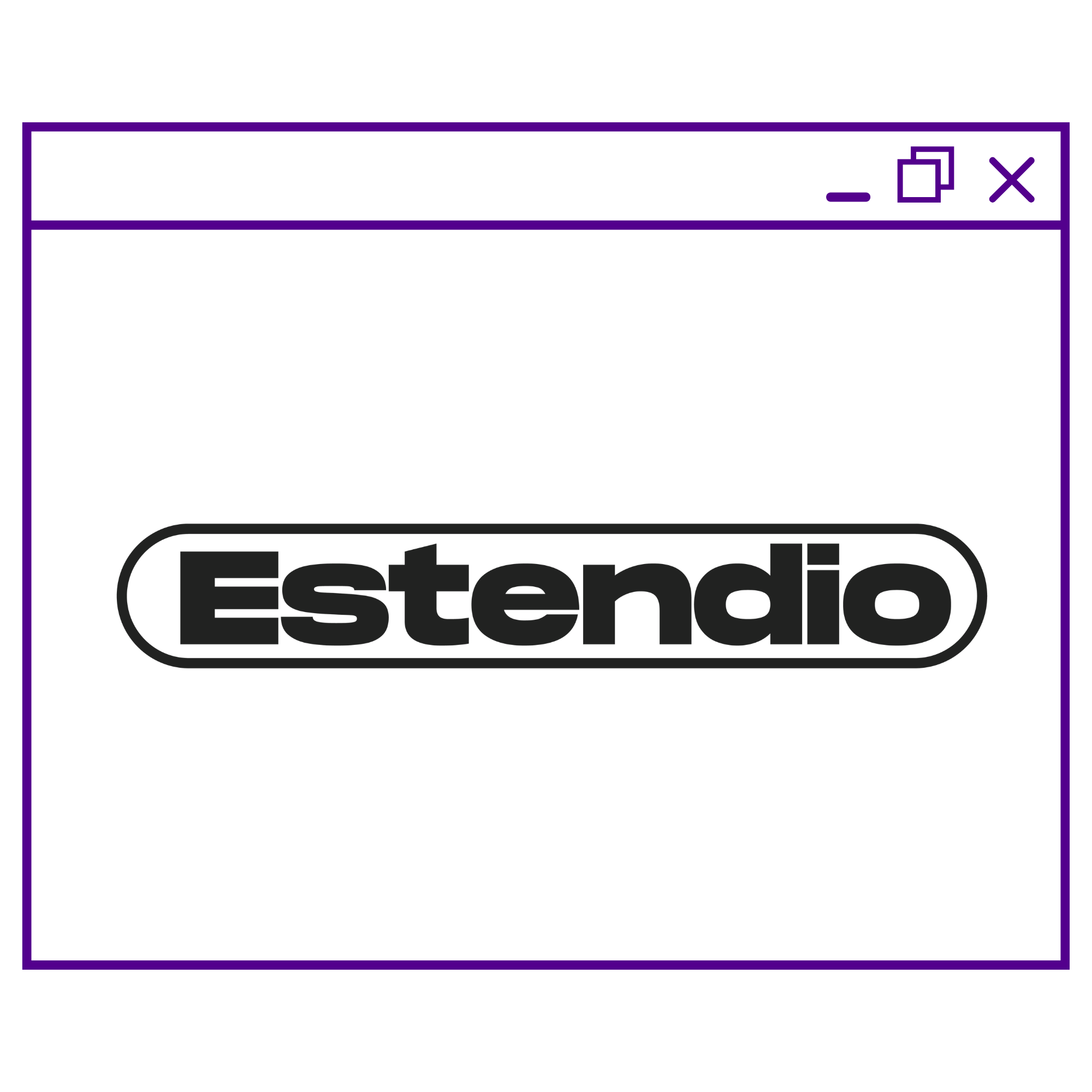 Monitor screen icon with Estendio logo