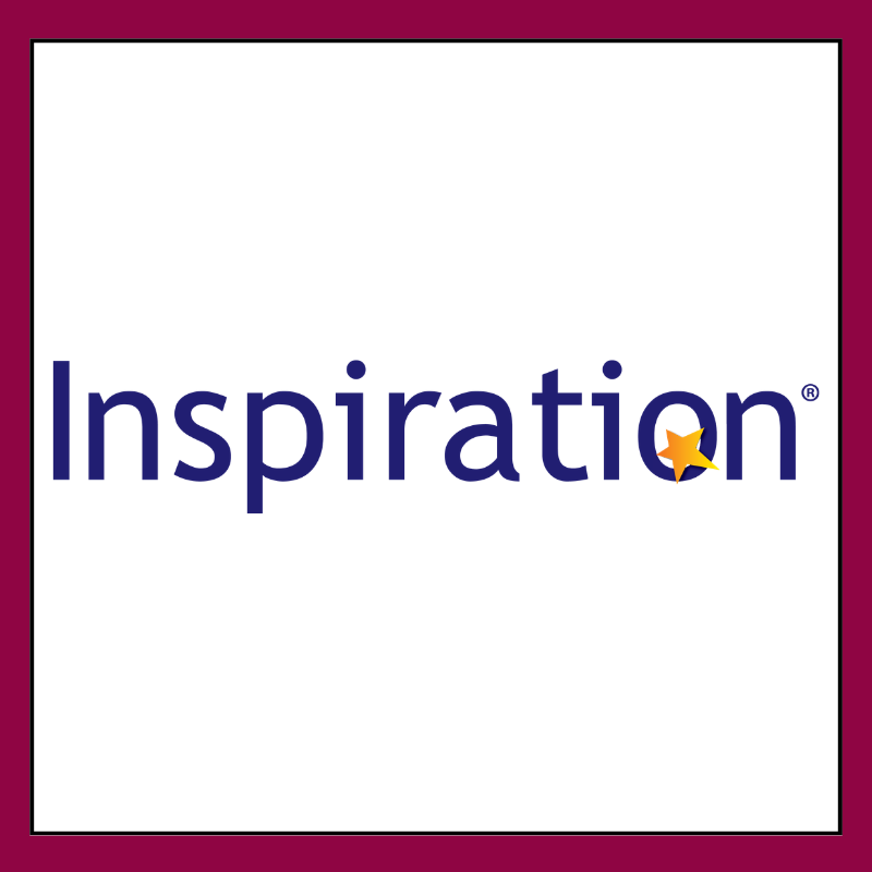 Inspiration logo in a white box with magenta border