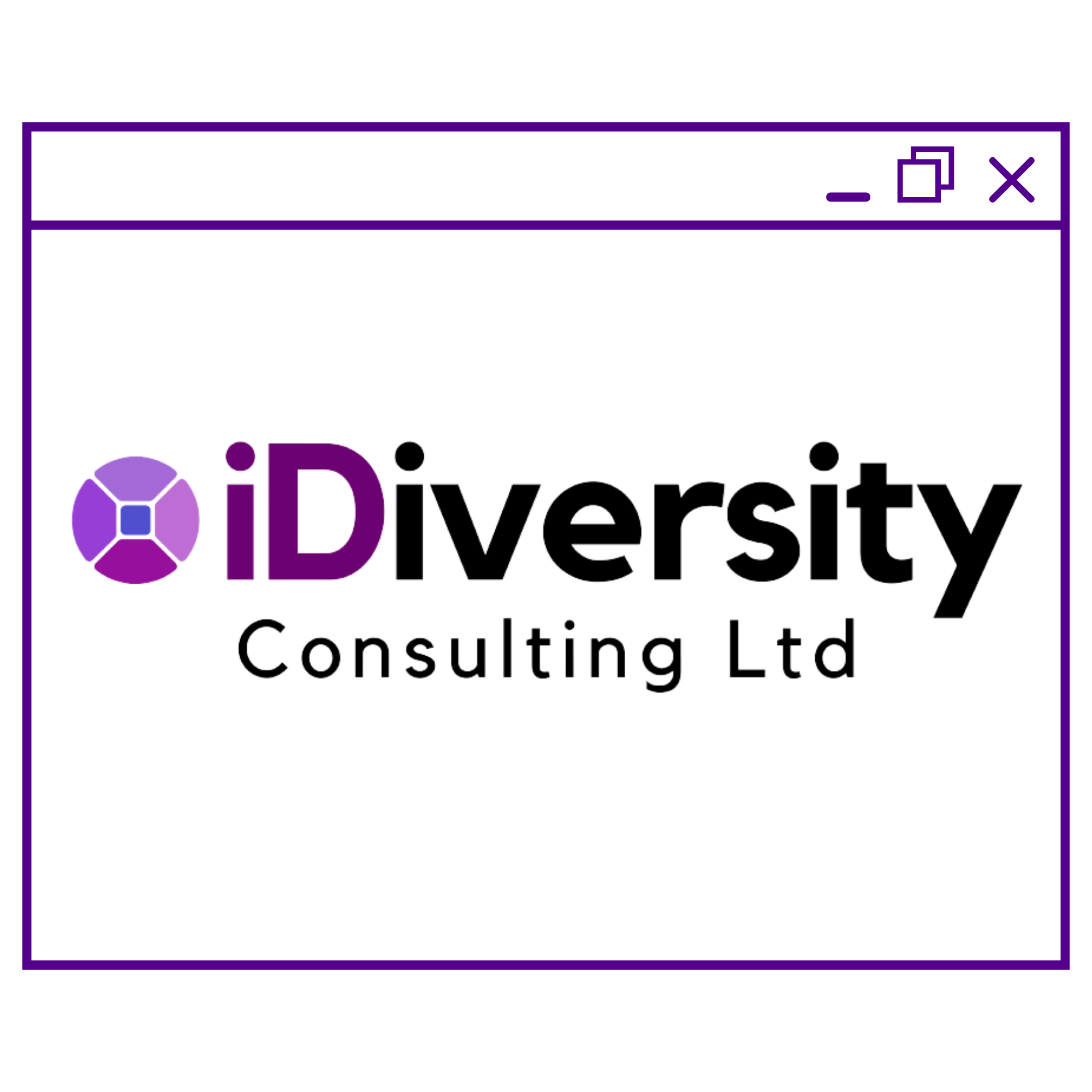 Monitor Screen icon with iDiversity Consulting logo