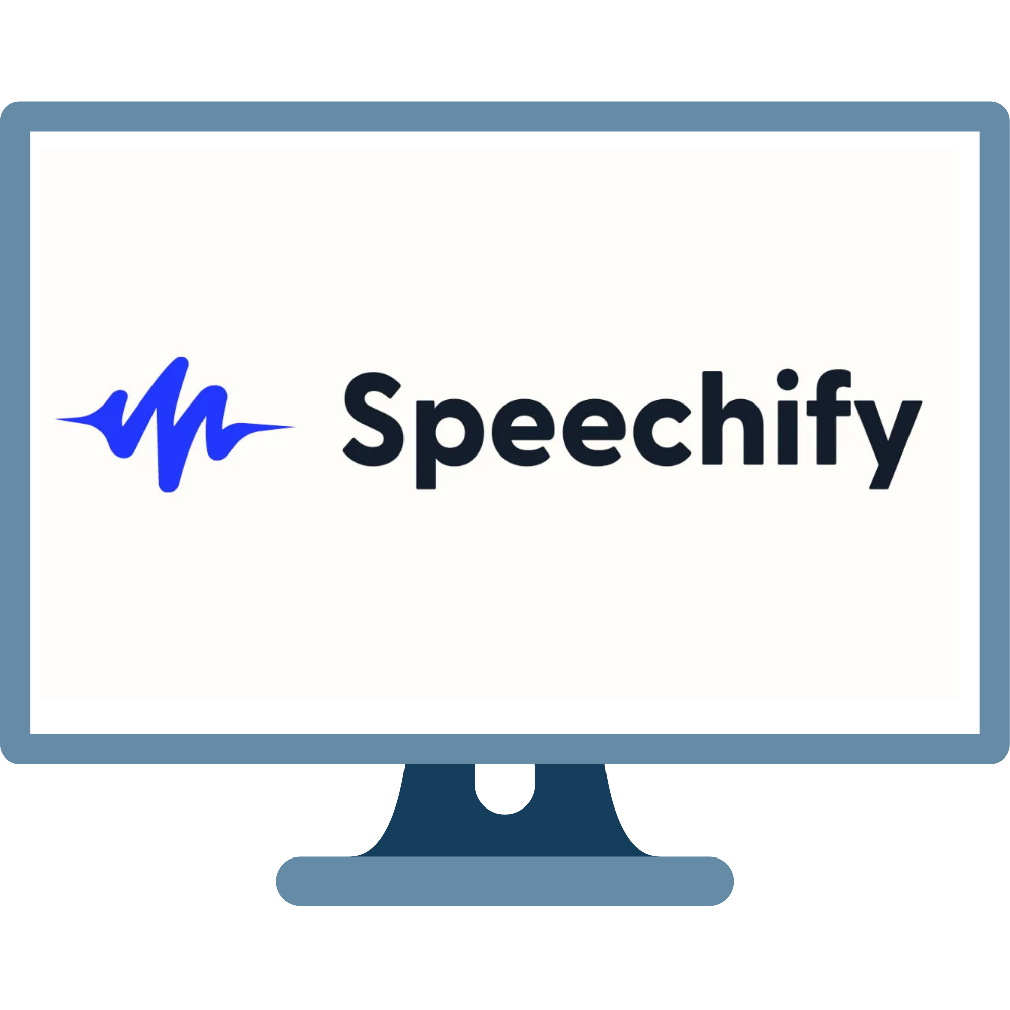 Speechify logo: blue sound wave image next to black wording reading Speechify