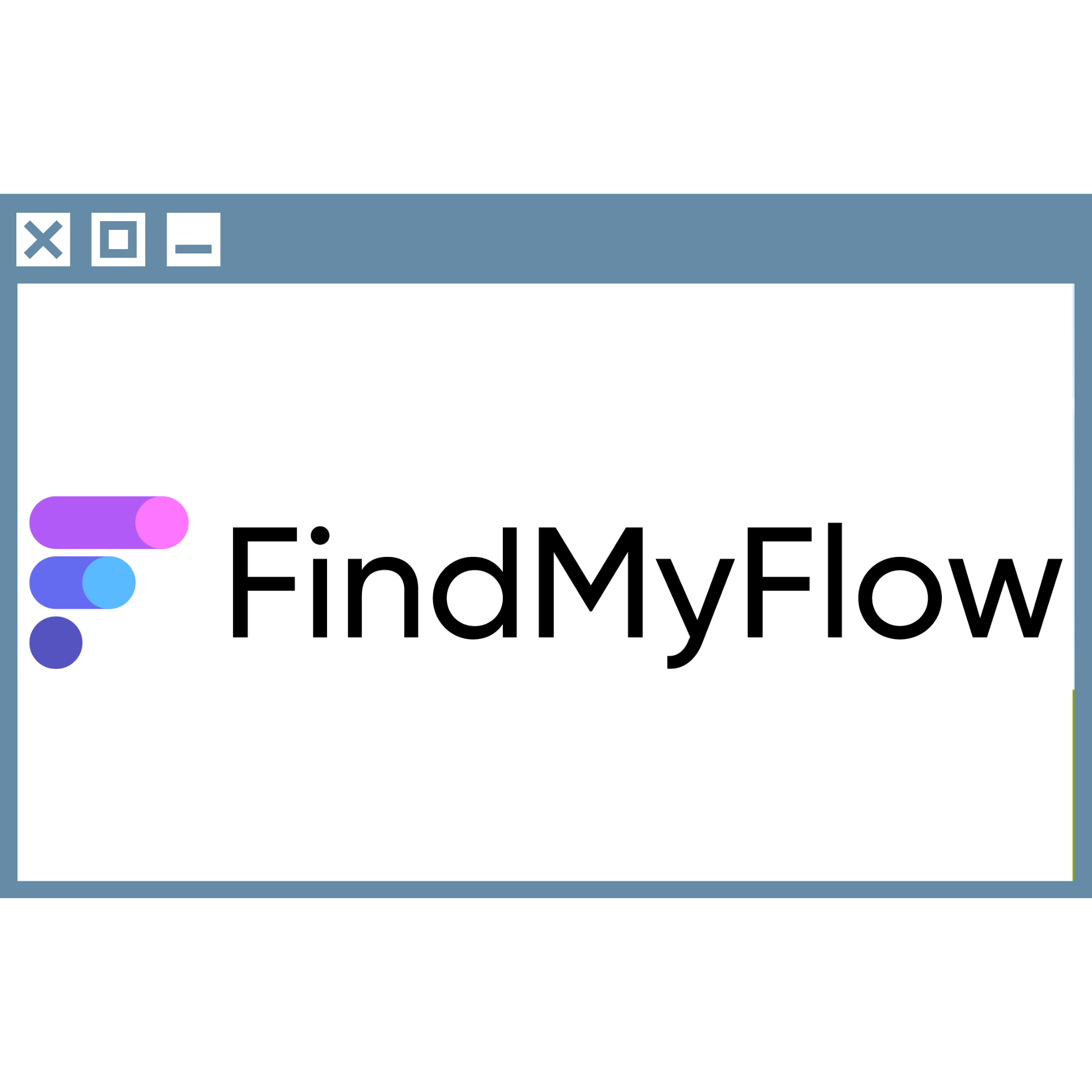 Find My Flow logo on a desktop window
