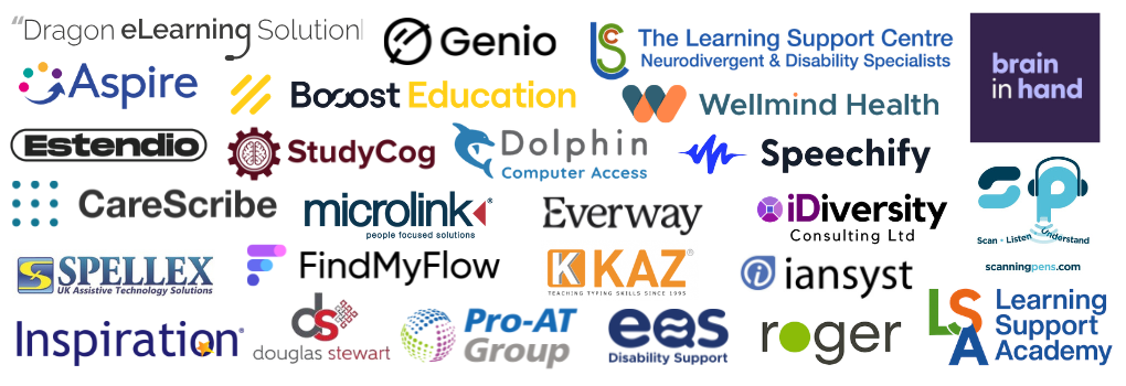 A montage of company logos for event exhibitors